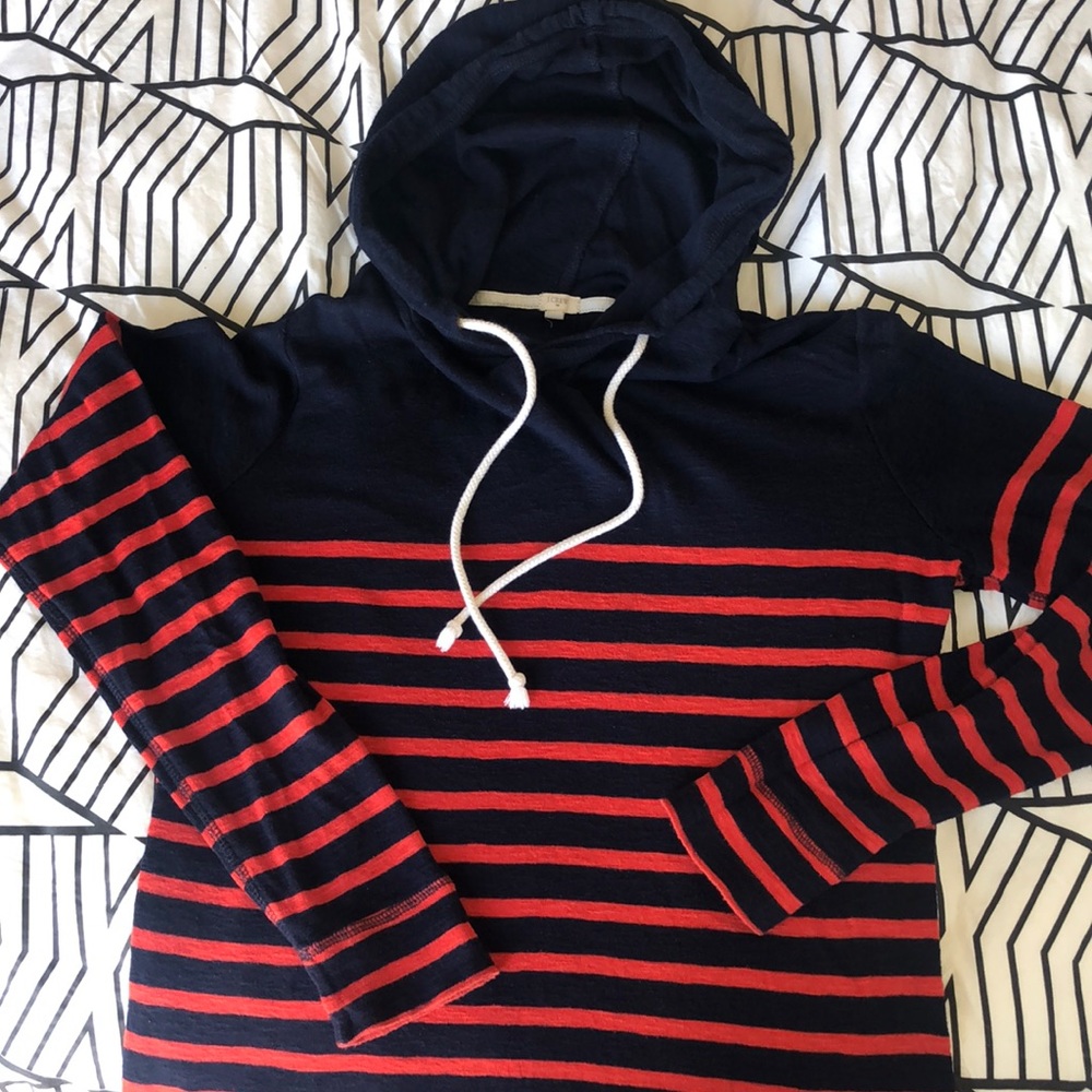 JCrew Ladies Striped Hoodie. Size Small